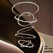 Rock Crystal Multi Rings Chandelier For Staircase - jchandelier