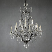 19th C. Romoco Iron & Crystal Round Chandelier 40"