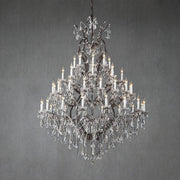 19th C. Romoco Iron & Crystal Round Chandelier 60"