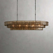 JC Ghiaccio Oval Chandelier in Glass Brass 54"/65"