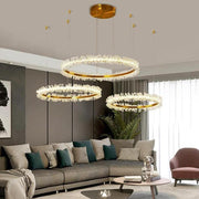 JC Helena 3 Size Ring Crystal Golden Round Chandelier