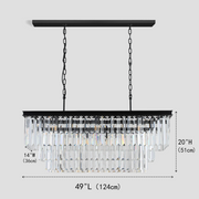 3-Tier Odeon Crystal Fringe Rectangular Chandelier