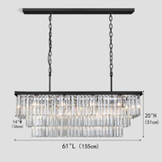 3-Tier Odeon Crystal Fringe Rectangular Chandelier