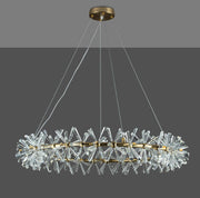 JC 2 Wheel Frozen Ice Crystal Chandelier Light For Living Room Dining Hall