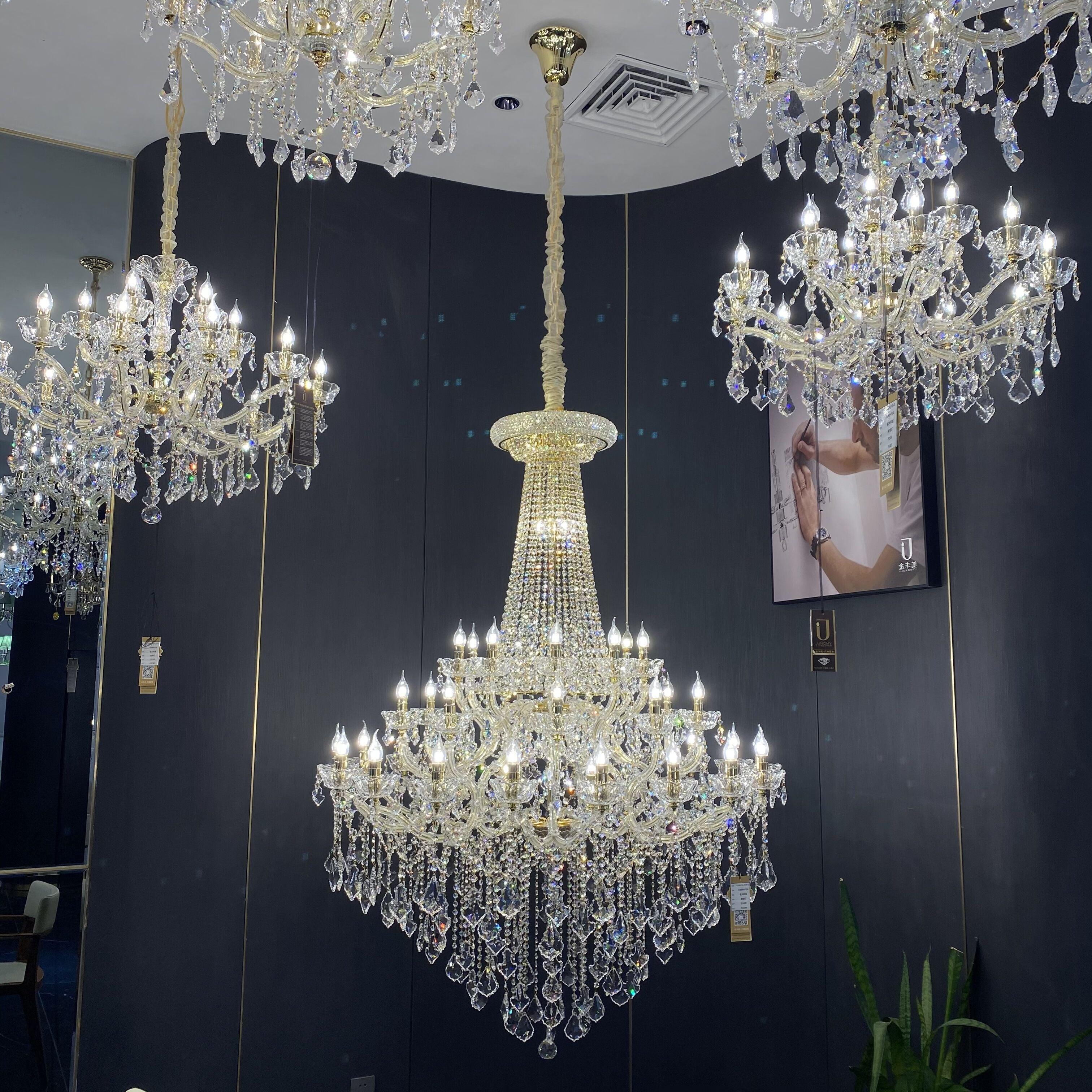 Extra Large Retro Empire Candle Crystal Chandelier for High-ceiling Space