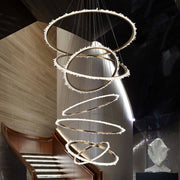 Rock Crystal Multi Rings Chandelier For Staircase - jchandelier