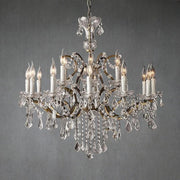 19th C. Romoco Iron & Crystal Round Chandelier 33"