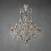 19th C. Romoco Iron & Crystal Round Chandelier 40"