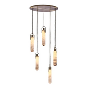 Alabaster Flint 5 Lights Cluster Round Chandelier