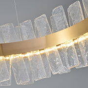 Flake Long Crystal Round Golden Lamp Body Modern Chandelier