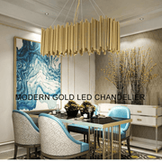 Natasha Modern Gold Plated Rectangle Chandelier