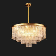 Flake Four-layer crystal brass chandelier D 27" 32"