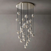 JC Seaver Crystal Round Cluster Staircase Chandelier 30"