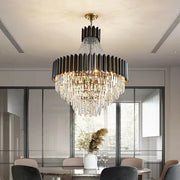 JC Aniston Luxury Black Crystal Chandelier for Foyer and Hallway