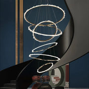 Rock Crystal Multi Rings Chandelier For Staircase - jchandelier