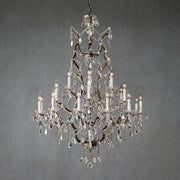 19th C. Romoco Iron & Crystal Round Chandelier 40"