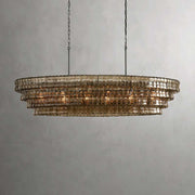 JC Ghiaccio Oval Chandelier in Glass Brass 54"/65"