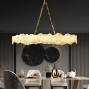 Noah Alabaster Modern Snowflake Linear Chandelier with Chain chandelier Kevinstudiolives   