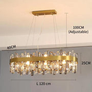 Natasha Rectangle Golden Lamp frame Crystal Chandelier 32" / 47"