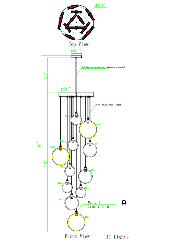 Moonshade Natural Marble Pendant Light Fixture Customized Canopy
