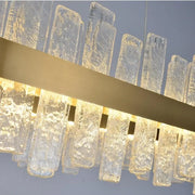 JC Flake Long Crystal Rectangle Golden Lamp Body Modern Chandelier 32"/40"