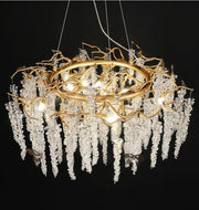 Branch Luxury Long Snowflake Crystal  Chandelier Gold