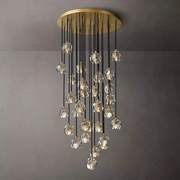 JC Seaver Crystal Round Cluster Staircase Chandelier 30"