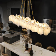 Noah Alabaster Modern Snowflake Linear Chandelier with Chain chandelier Kevinstudiolives   