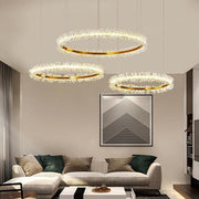 3 Size Ring Crystal Golden Round Chandelier