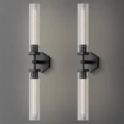 Crystal Wall Sconces Set of Two, 28.7" Dual-Lights Black Sconces Wall Lighting