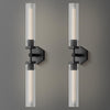 Crystal Wall Sconces Set of Two, 28.7" Dual-Lights Black Sconces Wall Lighting