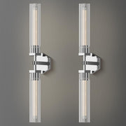 Crystal Wall Sconces Set of Two, 28.7" Dual-Lights Nickel Sconces Wall Lighting