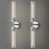 Crystal Wall Sconces Set of Two, 28.7" Dual-Lights Nickel Sconces Wall Lighting