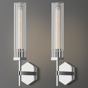 Crystal Wall Sconces set of Two, 18.5" Nickel Sconces Wall Lighting