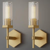 Crystal Wall Sconces Set of Two, 12.5" Brass Sconces Wall Lighting