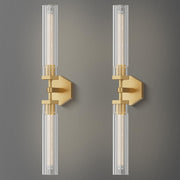 Crystal Wall Sconces Set of Two, 28.7" Dual-Lights Brass Sconces Wall Lighting