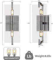 14.9" Crystal Wall Sconces, Bathroom Vanity Wall Sconces 2-Light WallK9 Clear Crystal Wall Sconces, 14.9" Bathroom Vanity Wall Sconces 2-Light Wall Mounted Sconces