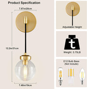 Brass Wall Sconces, Gold Glass Wall Sconce Lighting