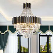 JC Aniston Luxury Black Crystal Chandelier for Foyer and Hallway