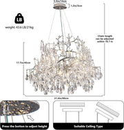 Crystal Chandelier for Dining Room, 31.5" Modern Silver Tree Branch Chandelier