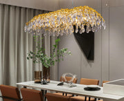 Gold Crystal Chandelier, 51'' Modern Chandeliers Tree Branch-Leaf Chandelier