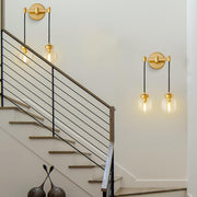 2-Light Brass Wall Sconces,Gold Globe Wall Sconce Light