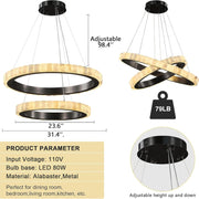 Alabaster Chandelier, D31in Modern Led Chandelier