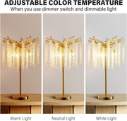 Jchandelier Table Lamp, 14.2'' Modern Crystal Table Lamps for Bedroom Living Room