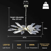 Modern Chandeliers for Dining Room L47'' Leaf Chandelier Light Fixture