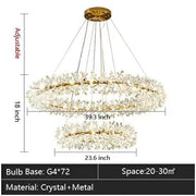 JC 2 Wheel Frozen Ice Crystal Chandelier Light For Living Room Dining Hall