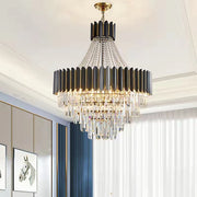 JC Aniston Luxury Black Crystal Chandelier for Foyer and Hallway