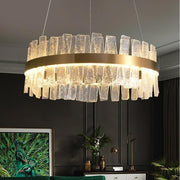 Ariano Long Crystal Round Golden Lamp Body Modern Chandelier