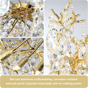 Crystal Chandelier for Dining Room, 31.5" Modern Gold Tree Branch Chandelier