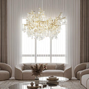 Crystal Chandelier for Dining Room, 31.5" Modern Gold Tree Branch Chandelier